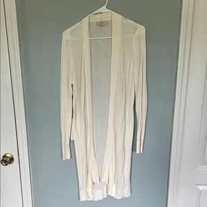 LOFT Cream Cardigan Sweater Open Front Knit